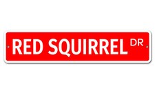 7217 SS Red Squirrel 4" x 18" Novelty Street Sign Aluminum