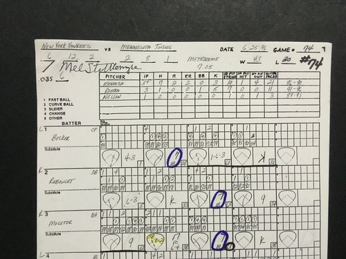 Mel Stottlemyre Signed Original 1996 Yankees Pitching Chart Lineup Derek Jeter - Picture 3 of 12