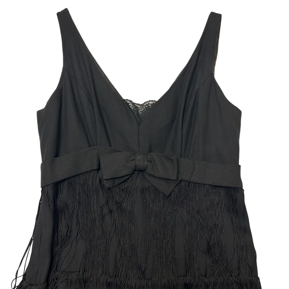 Vtg 1920's Black 3 Tier TASSEL Evening Party 20's FRINGE Cocktail FLAPPER Dress - Image 4 of 4