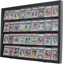 Graded Trading Card Display Case 36 Sport Baseball Football PSA Slabs Cabinet