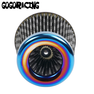 3'' 76mm Burnt Carbon Inlet High Flow Cold Air Intake Dry Filter Cone Replacement