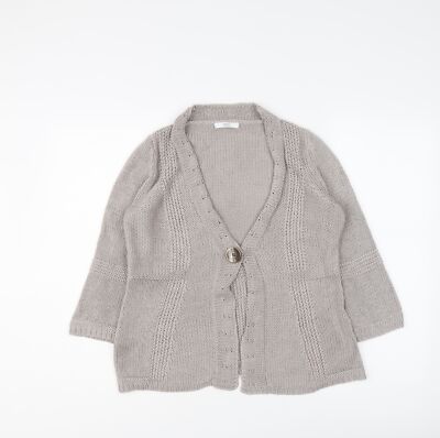 Marks and Spencer Damen Grau V-Ausschnitt Acrylmischung Cardigan Größe 10