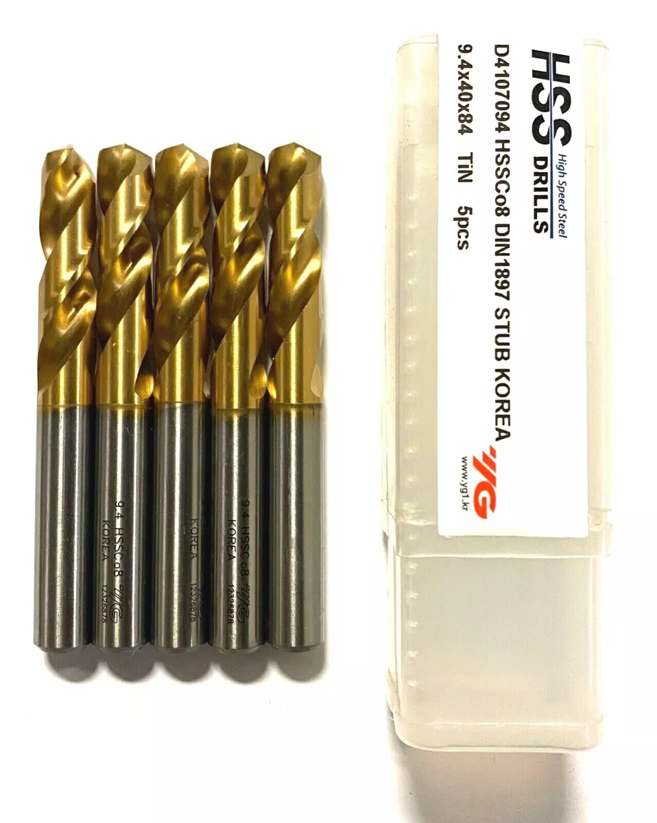 YG 1 9.4mm Cobalt Drill Bit Tin Coated Stubby 135 Split Point