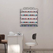 5-Tiers Black Nail Polish Rack Wall Mounted Display Organizer Holder Stand Metal