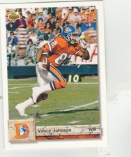 FREE SHIPPING-MINT-1992 Upper Deck #258 Vance Johnson Denver Broncos Football Cd