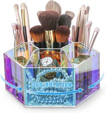 Large Clear Makeup Organizer, 360  Rotating Makeup Organizer: 7.4x7.4x3.2 inch