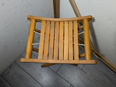 Vintage Nevco Yugoslavia Mid Century Modern Slat Wood Folding Camp
