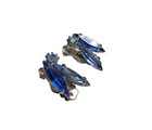 Vintage Jewelry Earrings Clip On Silver Blue Rhinestone Cluster Estate Costume