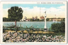 Postcard Orlando, Florida, The City Beautiful, Skyline Lake Eola VTG VPC01.