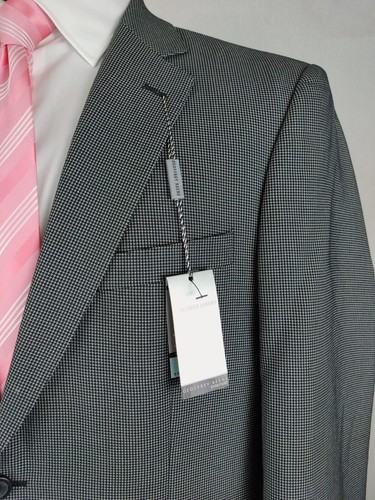 Geoffrey Beene Men 42R Gray Nailshead 2 Button Polyester Suit Jacket Blazer Coat - Picture 11 of 18