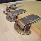 <!--F#f_0-->Set rare ICE BOX CATCH 2 Hinges lever aged Deco style solid brass heavy offset B<!--F/-->