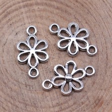 100pcs 15x9mm Alloy Charm Floral Pendant connector