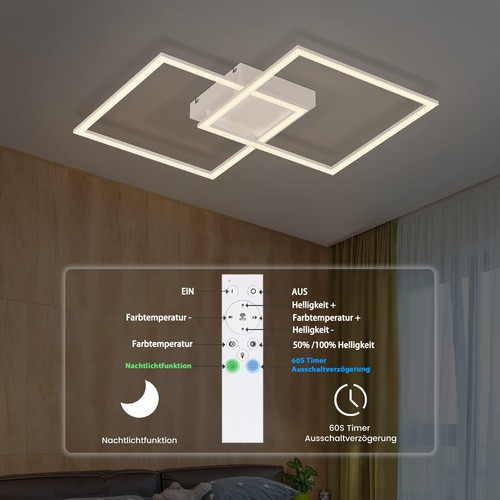 LED Deckenleuchte Dimmbar Deckenlampe Wohnzimmer Flur Modern w/Fernbedienung 52W - Bild 3 von 19