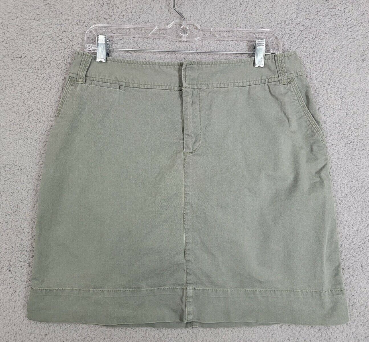 utility mini skirt size 8 olive green pockets a line stretch Merona-image