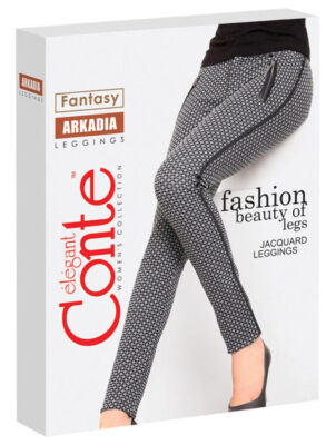 Conte Arkadia - Jacquard Tight-fitting Women's Leggings made of knitted fabric w