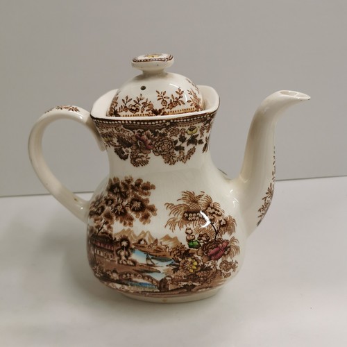 Vintage Antique Rare Alfred Meakin Staffordshire Tonquin Cream Brown Coffee Pot - Picture 3 of 13