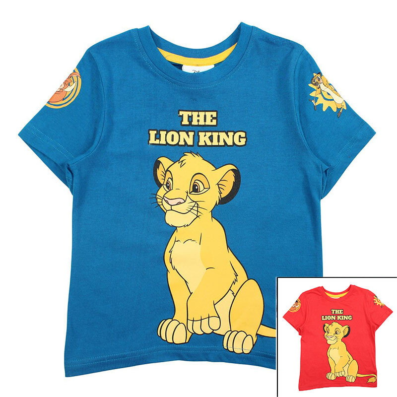 T-Shirt Jungen Disney LION KING, Gr.92-128, rot und türkisblau, 100 Baumwolle