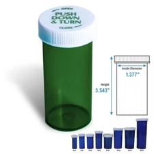 30 Dram Green Prescription Vials, Safety Cap Pill Vials, 270/Case