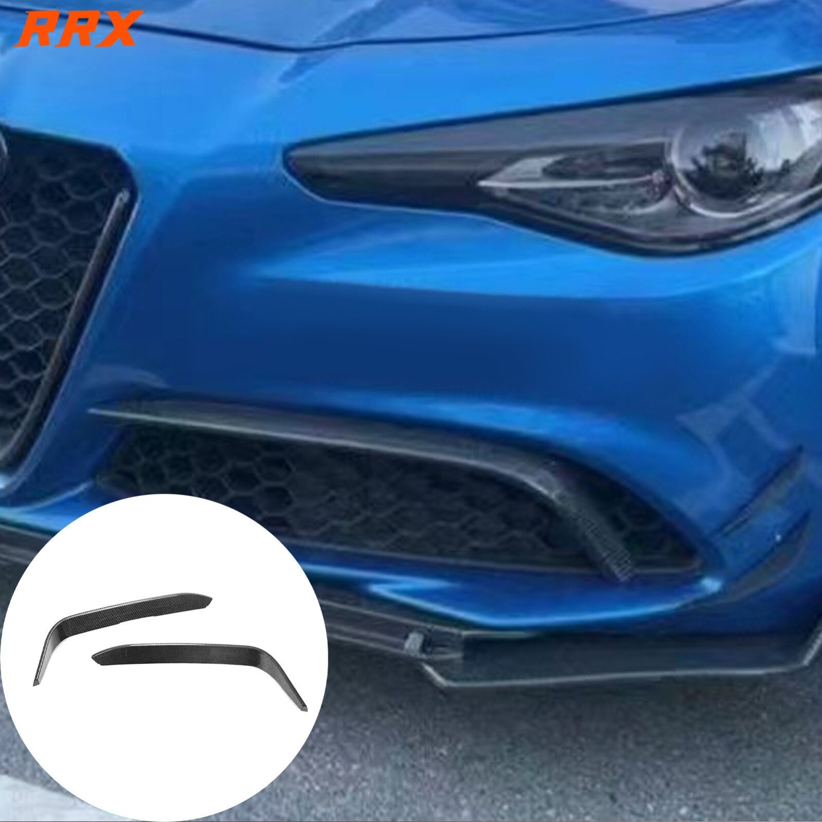 Real Dry Carbon Fiber Front Bumper Fog Light Spoiler Cover For Alfa Romeo Giulia