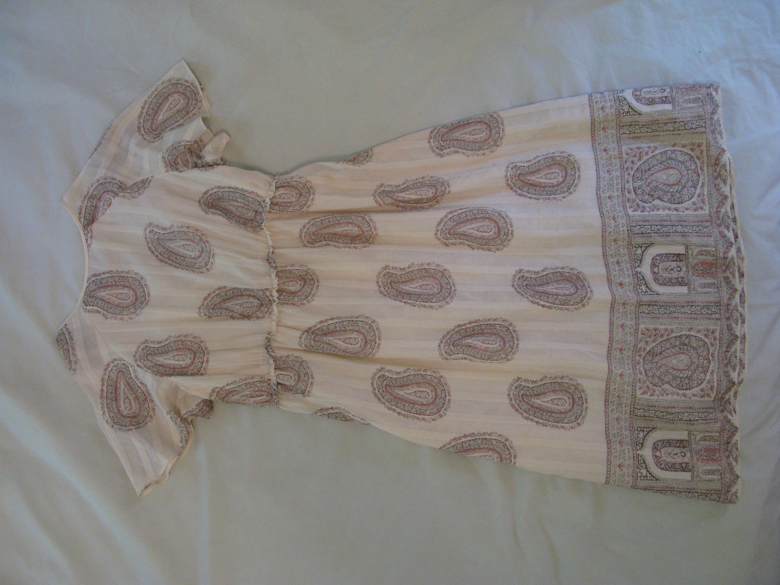 Juicy Couture 'Paisley Tassel' Cream Silk Dress Sz 4 … Gem