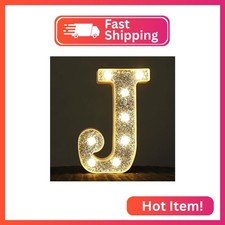 NWLight Glitter Light Up Letters  Signs - Alphabet, Numbers  J for Table Decor
