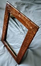 ANTIQUE CROCODILE Skin Picture Frame with Mirror BEAUTIFUL 8.5”x 10.75” GENUINE