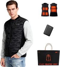 Heated Lightweight Vest for Men 3 Heating Levels 6 Heating Zone XL Black