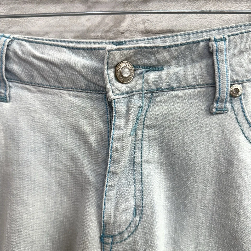 Pantalones Cortos de Denim Arizona Jean Company Azul Bordado Bermudas Flecos Talla 14 Foto 4 de 4