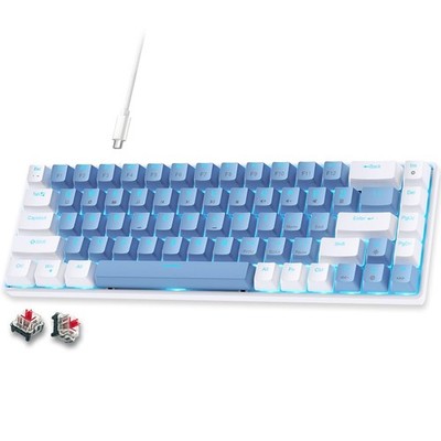 60 Mechanical Keyboard, Red Switch, Blue Backlight,Swappable Blue White Keycaps