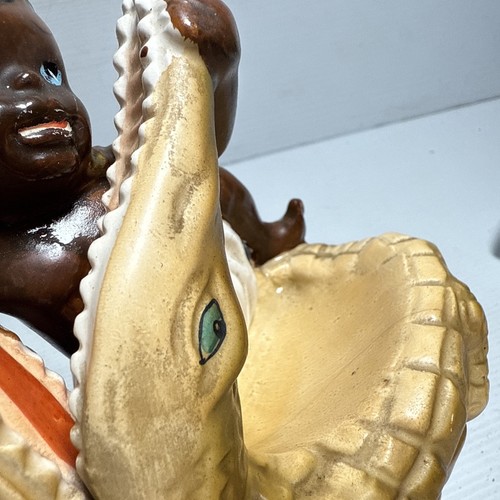 Black Americana Collectibles Boy With Alligator Crocodile Ashtray Vintage - Picture 14 of 20