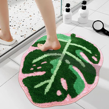 Monstera Bath Mat Cute Leaf Bath Mat Non Slip Soft Bathtub Mat