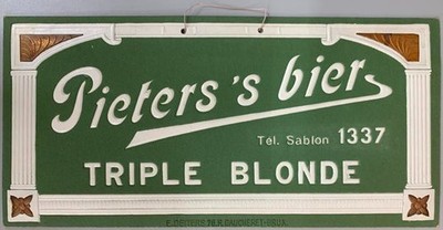 Vintage c-1930s Cardboard Pieters's Triple Blonde Bier Sign   Belgium
