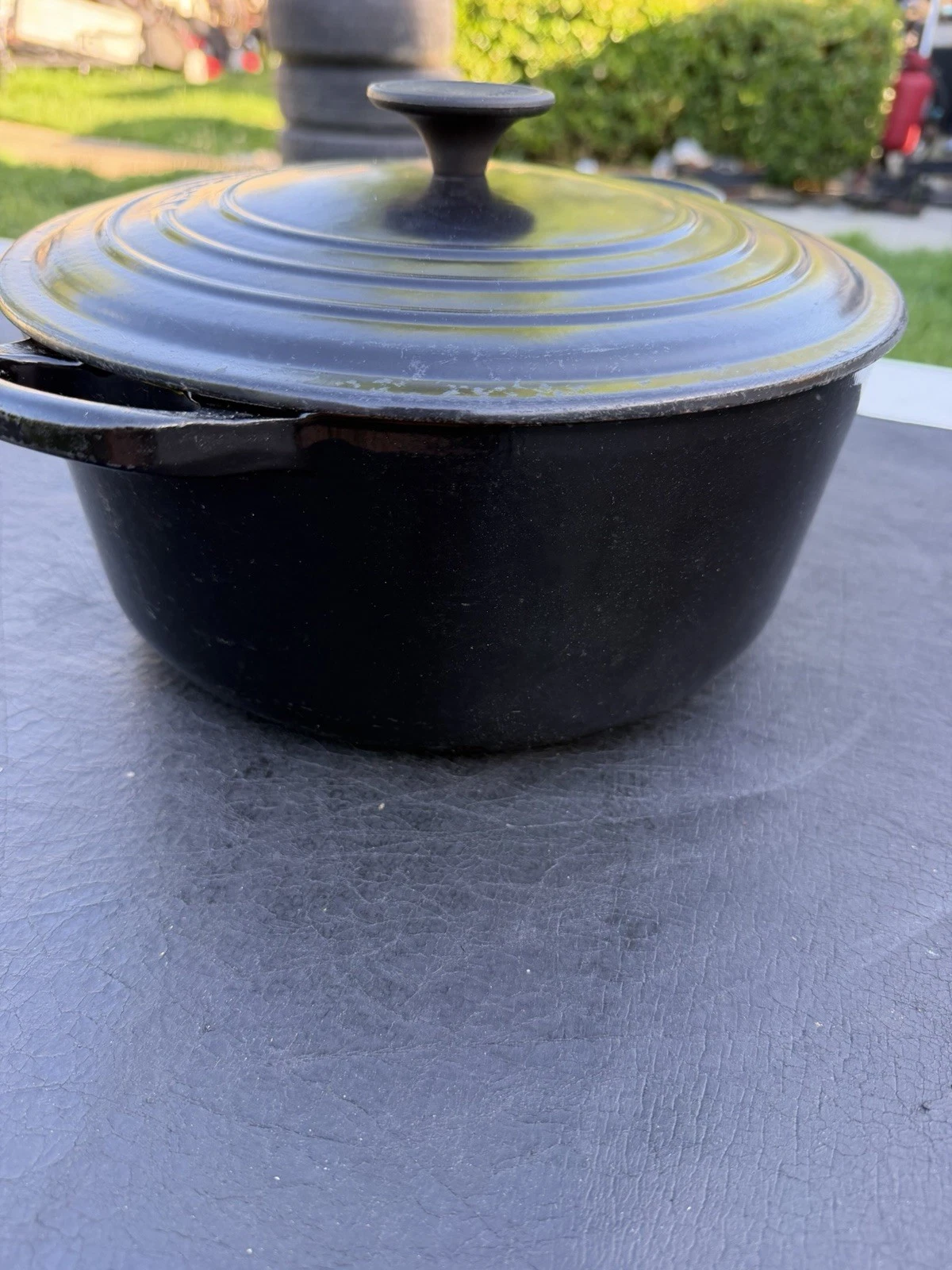 Le Creuset #26 Dutch Oven 5.5 Qt Black Enamel Cast Iron Made in France