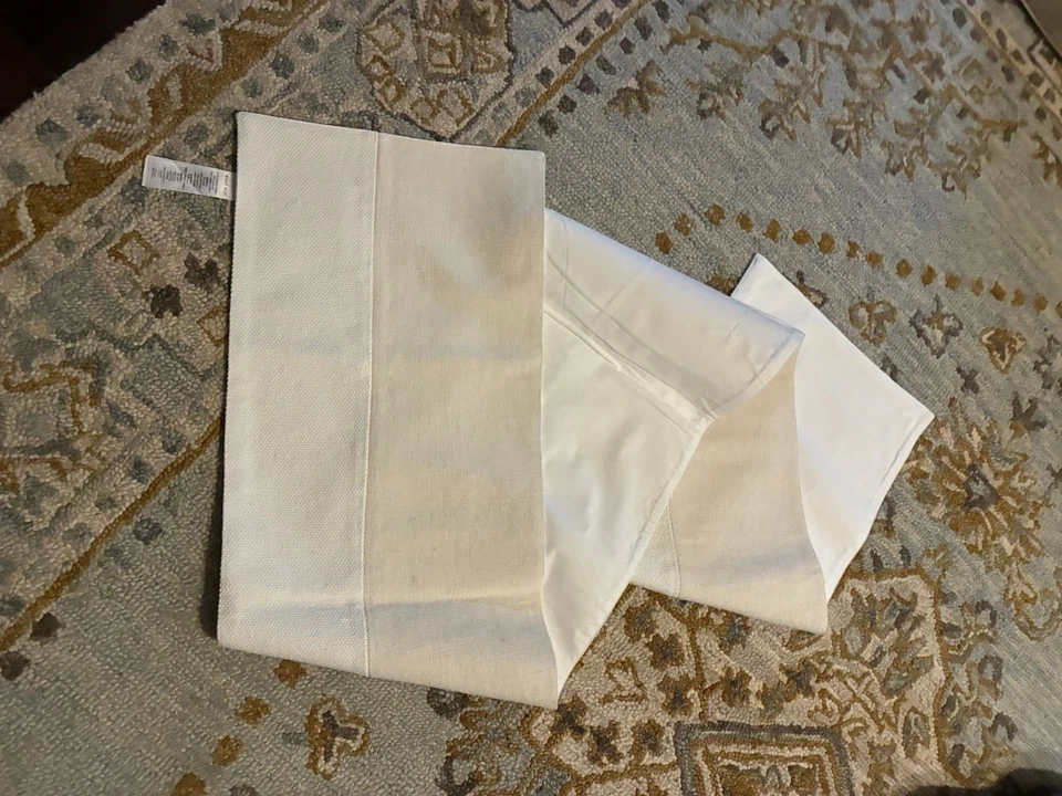 "Mesa de lona de algodón West Elm beige y marfil 14""x90"" nueva sin etiquetas" Foto 2 de 4