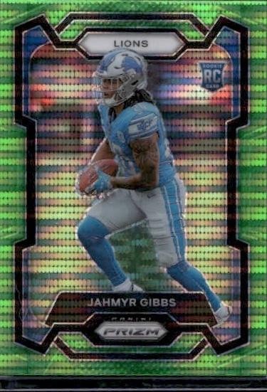 2023 Panini Prizm #331 Jahmyr Gibbs Neon Green Pulsar