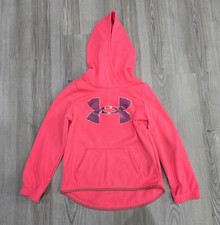 Under Armour Girls Fleece lridescent Big Logo Pink Hoodie Size YSM