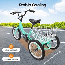 Image of 14'' Kids Tricycle Single Speed Bicycle Children 3-Wheel Bike w/Shopping Basket
