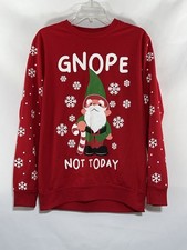 Christmas Gnome Sweatshirt Pullover M  Gnope Not Today  Red Shirt Holiday