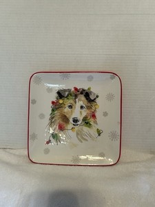 Collie Plate Holiday Paws