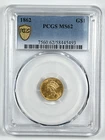1862 $1 Gold Indian Princess PCGS MS62 Large Head Ty.3 G$1 Pre-1933 Dollar Coin