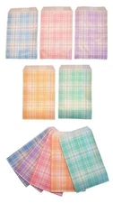 Plaid Pattern Kraft Paper Bags Mixed Colors Gift Favor Merchandise Bags