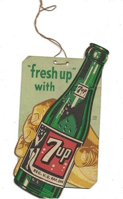 1947 7up Dbl Side String Hanger Sign - Fresh Up with 7up 12-47-C