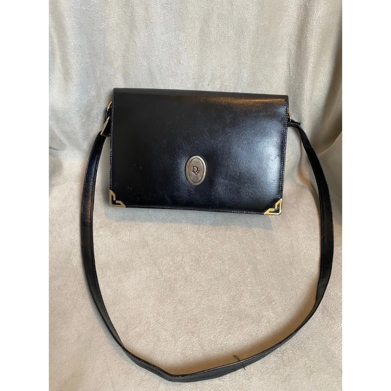 Sac à main bandoulière femme Christian Dior vintage noir et or RARE