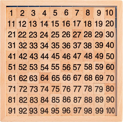Wooden Montessori Math Hundred Board, Counting to 100 for Kindergarten, 1-100 Nu