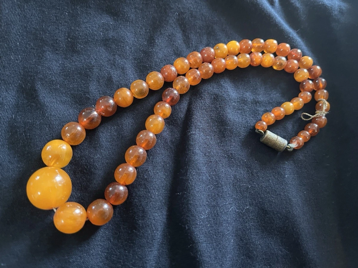 Collier Vintage Bakélite Olives Bakélite Testé Couleur Miel 63