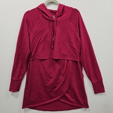 Latched Mama Nursing Hoodie Large Magenta Pink Stretch Breastfeeding Sweatshirt