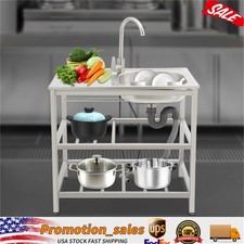 Stainless Steel Kitchen Sink, Freestanding Kitchen Utility Sink with Faucet