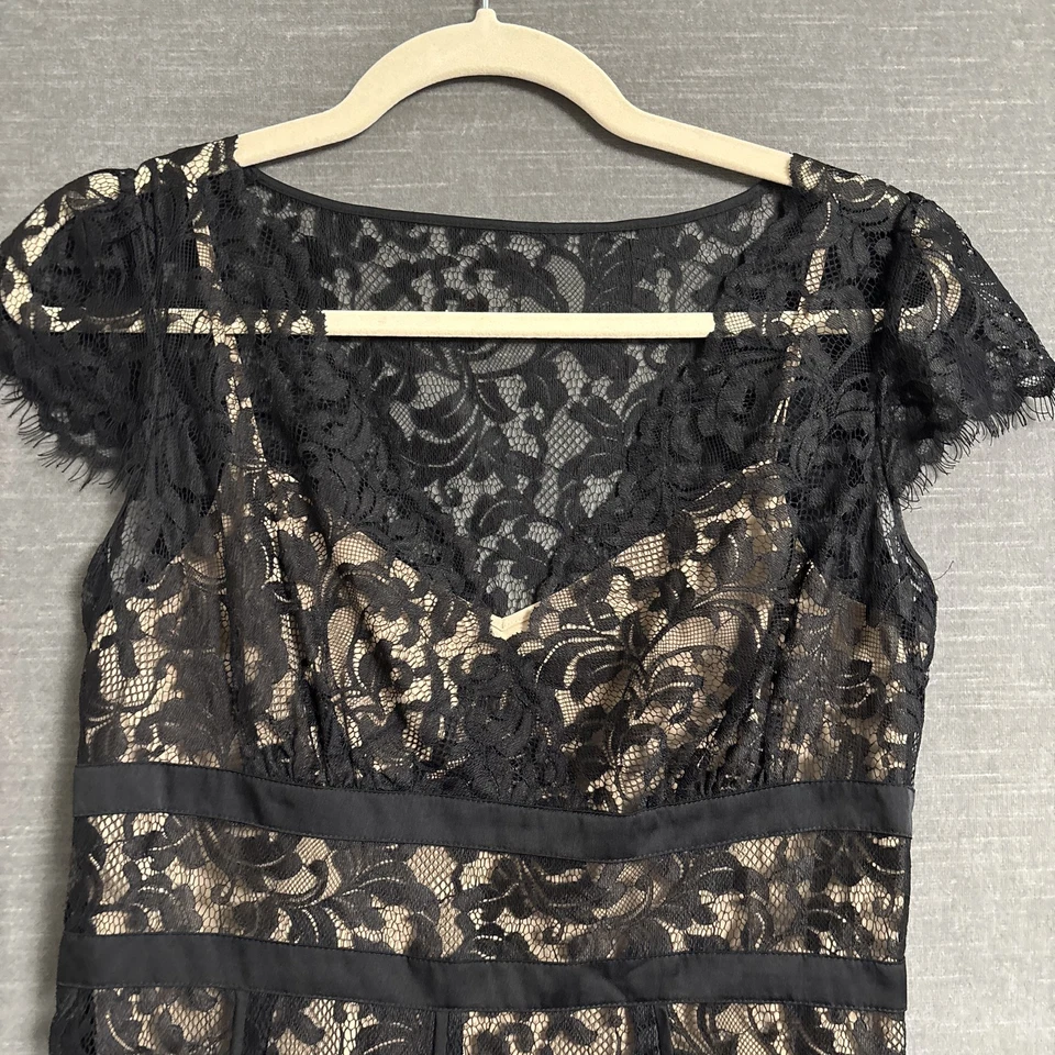 Vestido Ann Taylor Loft 6 Pequeño Negro Encaje Funda Cóctel Romántico Hada Gótico Foto 2 de 4
