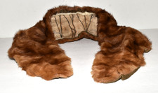 Vintage Brown 2-Tone Striped Mink Fur Tapered Scarf Collar 43" Long