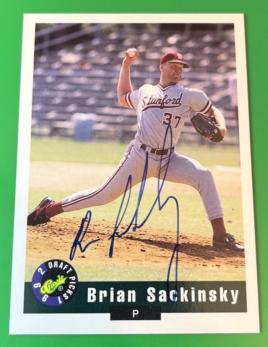 1992 Classic Draft Picks Brian Sackinsky Signed Card Baseball Autograph AUTO #28